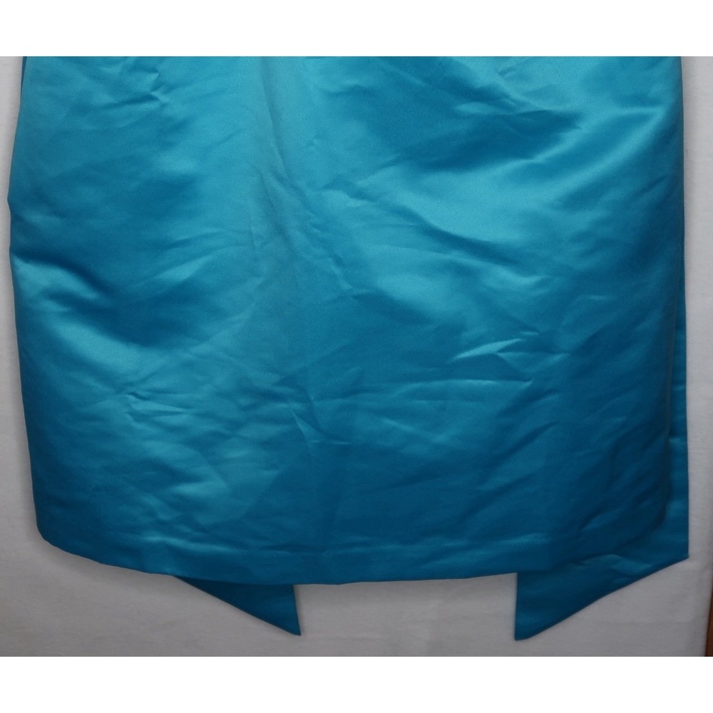 Trina Turk Priscilla Dress Gulfstream Blue Bow Shoulder Satin Cocktail Dress 12 - Picture 7 of 12